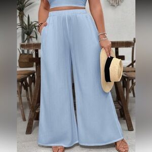 Elegant Blue Wide-Leg Pants